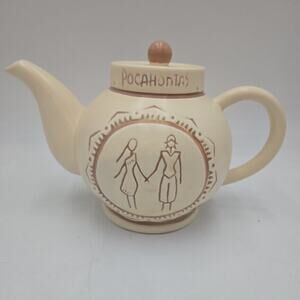 Vintage Disney Treasure Pocahontas John Smith Ceramic Teapot Hard To Find Rare